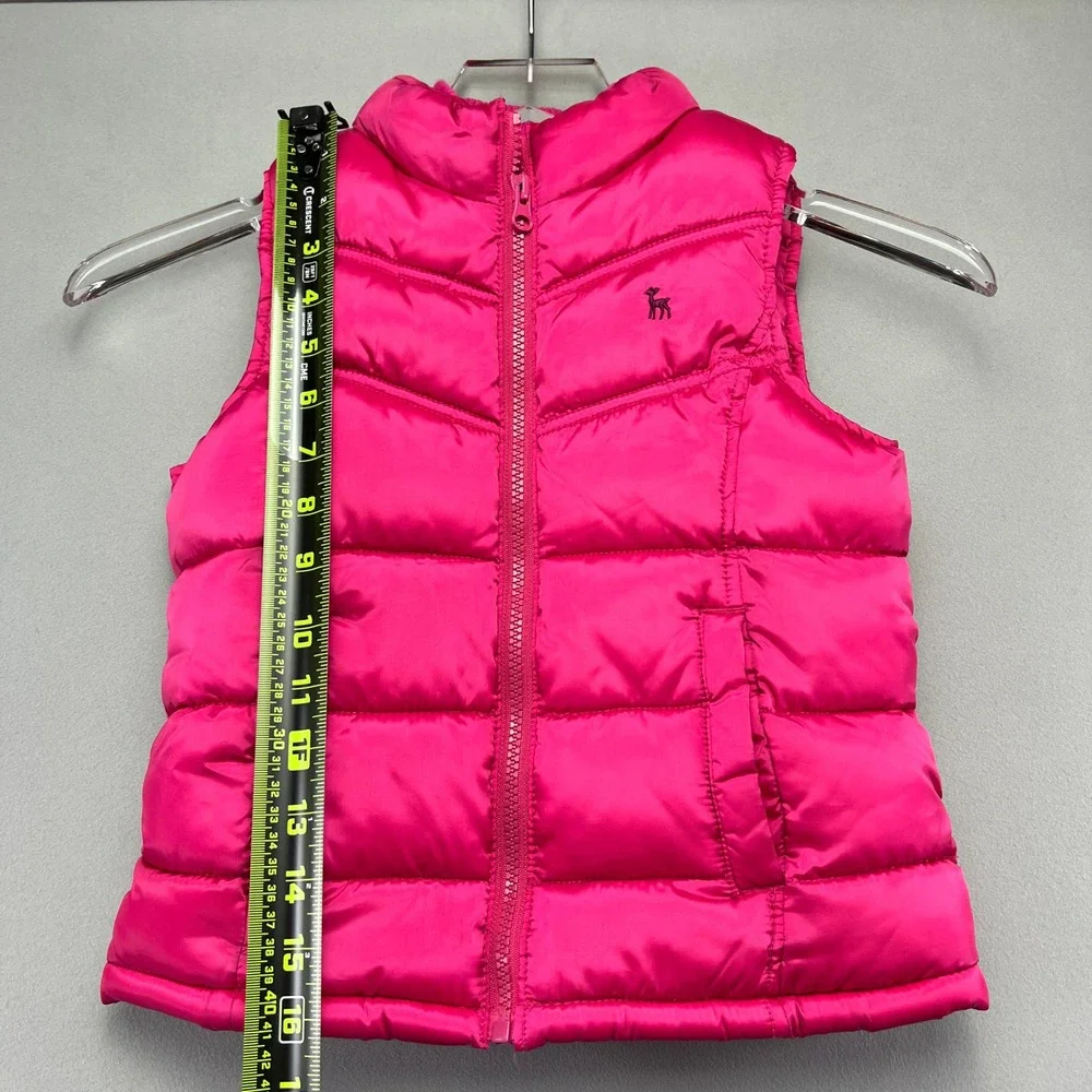 Old Navy Puffer Vest Girls Small Pink Fleece Lined Insulated Mock Neck Full Zip